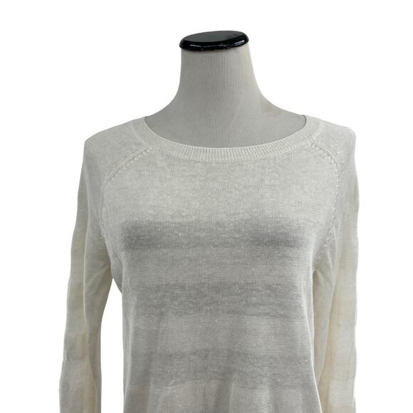 Vince White Oversized Cream Stripe Linen Sweater XS - Picture 3 of 9